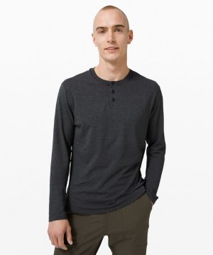 Lululemon 5 Year Basic Long Sleeve Henley Erkek Üstler Siyah | KYEF-47038