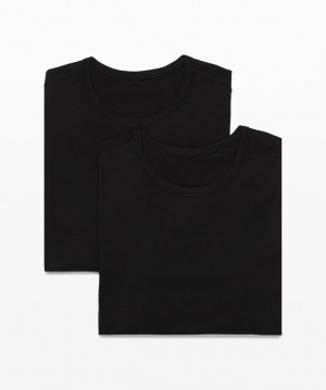 Lululemon 5 Year Basic T-Shirt 2 Pack Erkek Üstler Siyah Siyah | HVIX-60238