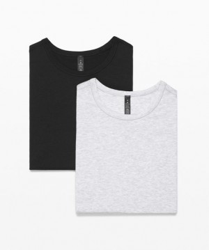Lululemon 5 Year Basic T-Shirt 2 Pack Erkek Üstler Siyah Açık Gri | TWUV-91208