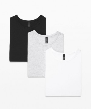 Lululemon 5 Year Basic T-Shirt 3 Pack Erkek Üstler Siyah Beyaz Açık Gri | LTEQ-26148