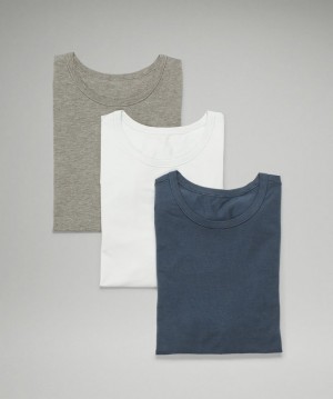 Lululemon 5 Year Basic T-Shirt 3 Pack Erkek Üstler Gri Zeytin Yeşili Mavi | WEXJ-06937