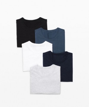 Lululemon 5 Year Basic T-Shirt 5 Pack Erkek Üstler Siyah Mavi Açık Gri Beyaz Lacivert | AVXC-56789