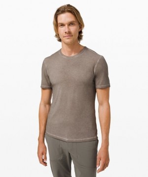 Lululemon 5 Year Basic Tee Sun Wash Erkek Üstler Koyu Gri Turuncu Açık Mavi | EHWG-91372