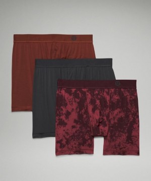 Lululemon AIM Boxer 3 Pack Erkek İç Giyim Kahverengi Obsidian Bordo | PVHU-81095
