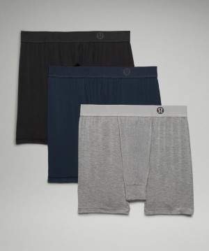 Lululemon AIM Boxer 3 Pack Erkek İç Giyim Siyah Gri Lacivert | GJNF-48296