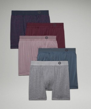 Lululemon AIM Boxer 5 Pack Erkek İç Giyim Pembe Lacivert Mavi | GPMB-25039