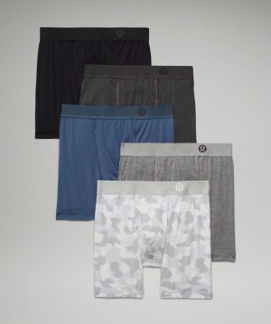 Lululemon AIM Boxer 5 Pack Erkek İç Giyim Koyu Gri Siyah Gri Camo Beyaz | FWKJ-92371