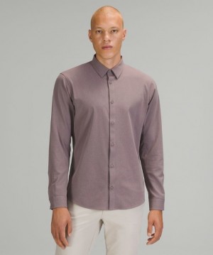 Lululemon Airing Easy Long Sleeve Button Up Shirt Ventlight Mesh Erkek Üstler Lunar Rock | NUFL-27190