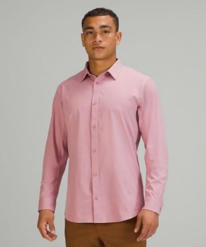 Lululemon Airing Easy Long Sleeve Button Up Shirt Ventlight Mesh Erkek Üstler Pembe Gri Kahverengi | GLKH-92056