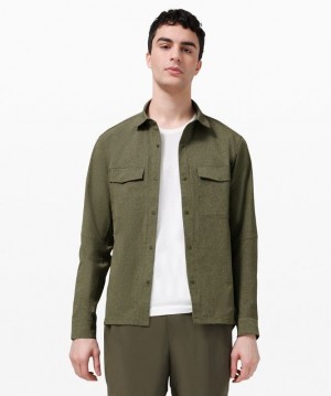 Lululemon Airing Easy Overshirt Ventlight Mesh Erkek Üstler Zeytin Yeşili | LWJS-83592