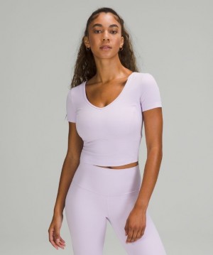 Lululemon Align Cropped T-Shirt Kadın Üstler Lavanta | QWKO-78906