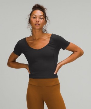 Lululemon Align Cropped T-Shirt Kadın Üstler Siyah | LMPV-93246