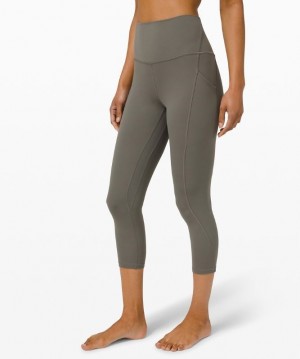 Lululemon Align High-Rise Crop with Pockets 23 Kadın Tayt Gri Zeytin Yeşili | GUPJ-74635