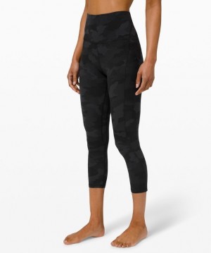 Lululemon Align High-Rise Crop with Pockets 23 Kadın Tayt Camo Siyah Renkli | COQF-62397
