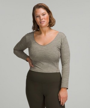 Lululemon Align Long Sleeve Kadın Üstler Heathered Rover | QKBN-05182