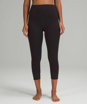 Lululemon Align Scalloped Hem High-Rise Crop 23 Kadın Tayt Siyah Gri | VPQH-80429