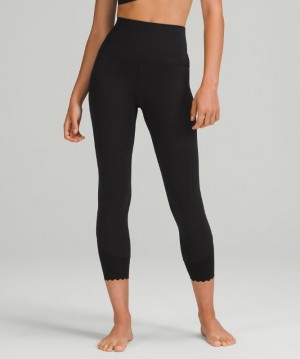 Lululemon Align Scalloped Hem High-Rise Crop 23 Kadın Tayt Siyah | UGSK-19253