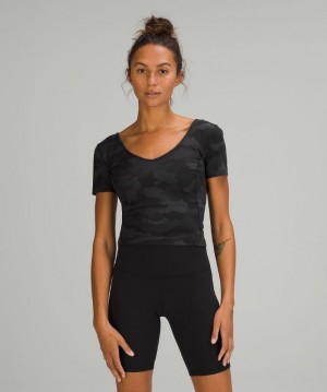 Lululemon Align T-Shirt Kadın Üstler Camo Siyah Renkli | BLPZ-70158