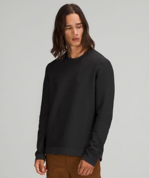 Lululemon AllAround Crewneck Sweater Erkek Tişörtü Siyah Koyu Gri | DOHT-73046