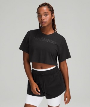 Lululemon All Yours Cropped Graphic T-Shirt Kadın Üstler Siyah | NXLO-30791