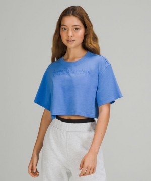 Lululemon All Yours Cropped Graphic T-Shirt Kadın Üstler Mavi | HVOK-60275