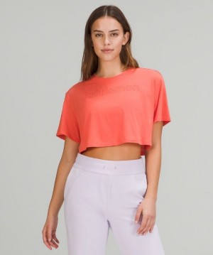 Lululemon All Yours Cropped Graphic T-Shirt Kadın Üstler Mercan | GOVI-89576