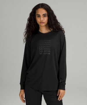Lululemon All Yours Graphic Long Sleeve Shirt Kadın Üstler Siyah | XGET-86527