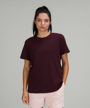 Lululemon All Yours Tee Pima Cotton Kadın Üstler Cassis | QJWC-50874