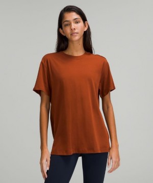 Lululemon All Yours Tee Pima Cotton Kadın Üstler Kahverengi | JQOF-76405
