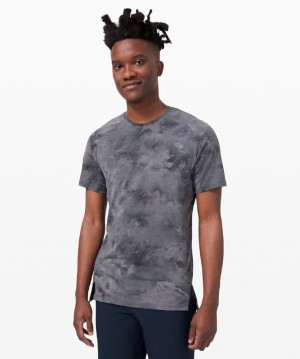 Lululemon Always Agile Short Sleeve Spray Dye Erkek Üstler Gri Siyah | QJUA-58602