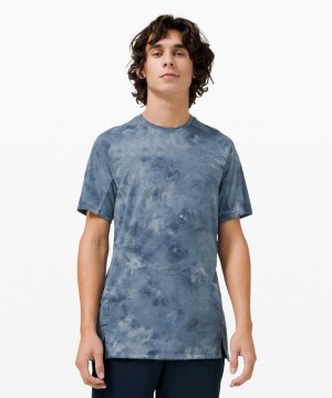 Lululemon Always Agile Short Sleeve Spray Dye Erkek Üstler Lacivert | ALPB-01752