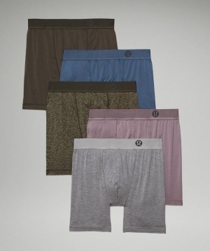 Lululemon Always in Motion Boxer 5 Pack Erkek İç Giyim Zeytin Yeşili Koyu Zeytin Yeşili Gri | DFNT-58713