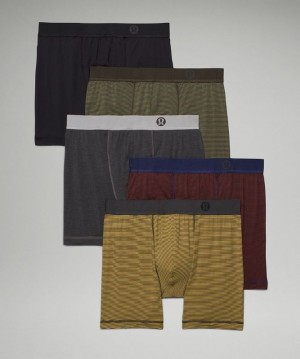 Lululemon Always in Motion Boxer 5 Pack Erkek İç Giyim Çizgili Zeytin Yeşili Koyu Zeytin Yeşili Çizgili Kahverengi Çizg | ZKVL-40237