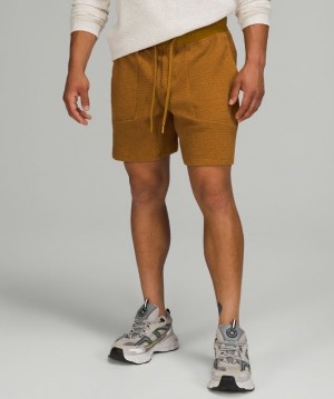 Lululemon At Ease Short 7 Erkek Şort Altın Kahverengi Beyaz | OXUL-82465