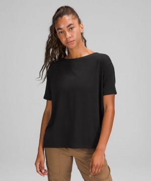 Lululemon Back In Action Short Sleeve Kadın Üstler Siyah | JIXR-92374