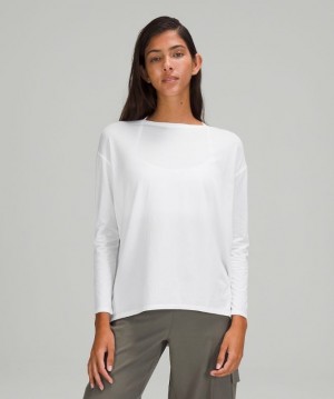 Lululemon Back in Action Long Sleeve Kadın Üstler Beyaz | LYIX-26403