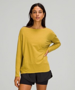Lululemon Back in Action Long Sleeve Kadın Üstler Altın | YALB-87654