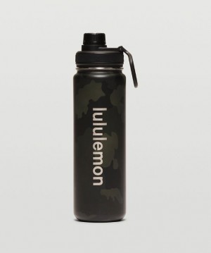 Lululemon Back to Life Sport Bottle 24oz Accessories Su şişeleri Camo Koyu Zeytin Yeşili Renkli Siyah | OPIS-75643