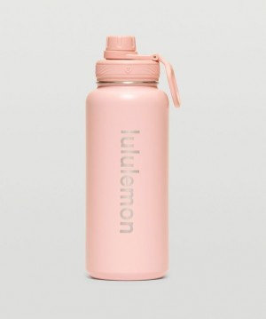 Lululemon Back to Life Sport Bottle 32oz Accessories Su şişeleri Pembe Beyaz | DLKU-09513