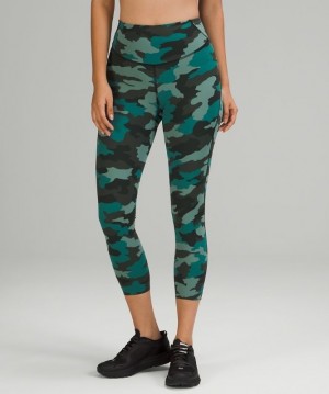 Lululemon Base Pace High-Rise Crop 23 Kadın Pantolon Camo Turkuaz Renkli | FJRY-79284