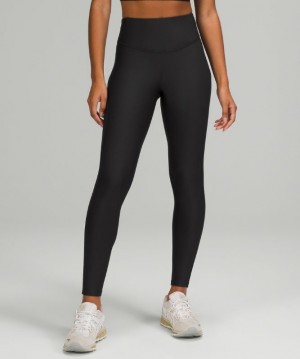 Lululemon Base Pace High-Rise Fleece Running Tight 28 Kadın Tayt Siyah | QZOT-65184
