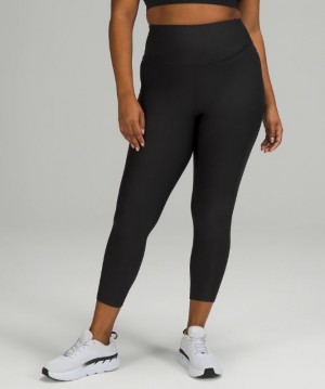 Lululemon Base Pace High-Rise Fleece Tight 25 Kadın Tayt Siyah | MQEJ-63209