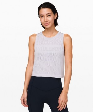 Lululemon Breeze By Muscle Crop Tank Kadın Üstler Gümüş Mor Gümüş Mor | MIXS-96278