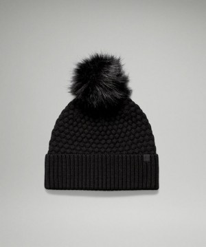 Lululemon Bubble Knit Pom Beanie Accessories Şapkalar Siyah | LMRG-23065