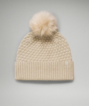 Lululemon Bubble Knit Pom Beanie Accessories Şapkalar Bej Rengi | YIFG-52738