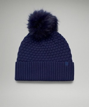 Lululemon Bubble Knit Pom Beanie Accessories Şapkalar Night Sea | ACPR-27913