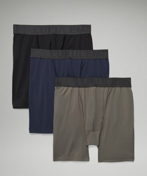 Lululemon Built to Move Boxer 5 3 Pack Erkek İç Giyim Siyah Lacivert Gri Zeytin Yeşili | YNKD-63784