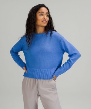 Lululemon Cashlu Boxy Crewneck Sweater Kadın Süveter Mavi | ZCTI-73291