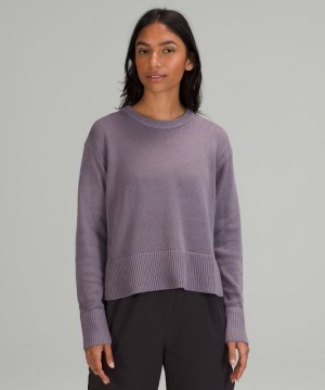 Lululemon Cashlu Boxy Crewneck Sweater Kadın Süveter Lavanta | VLMP-72516