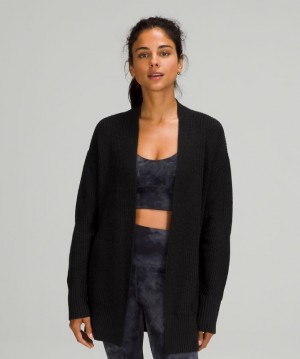 Lululemon Cashlu Sweater Wrap Kadın Süveter Siyah | KSUX-85913